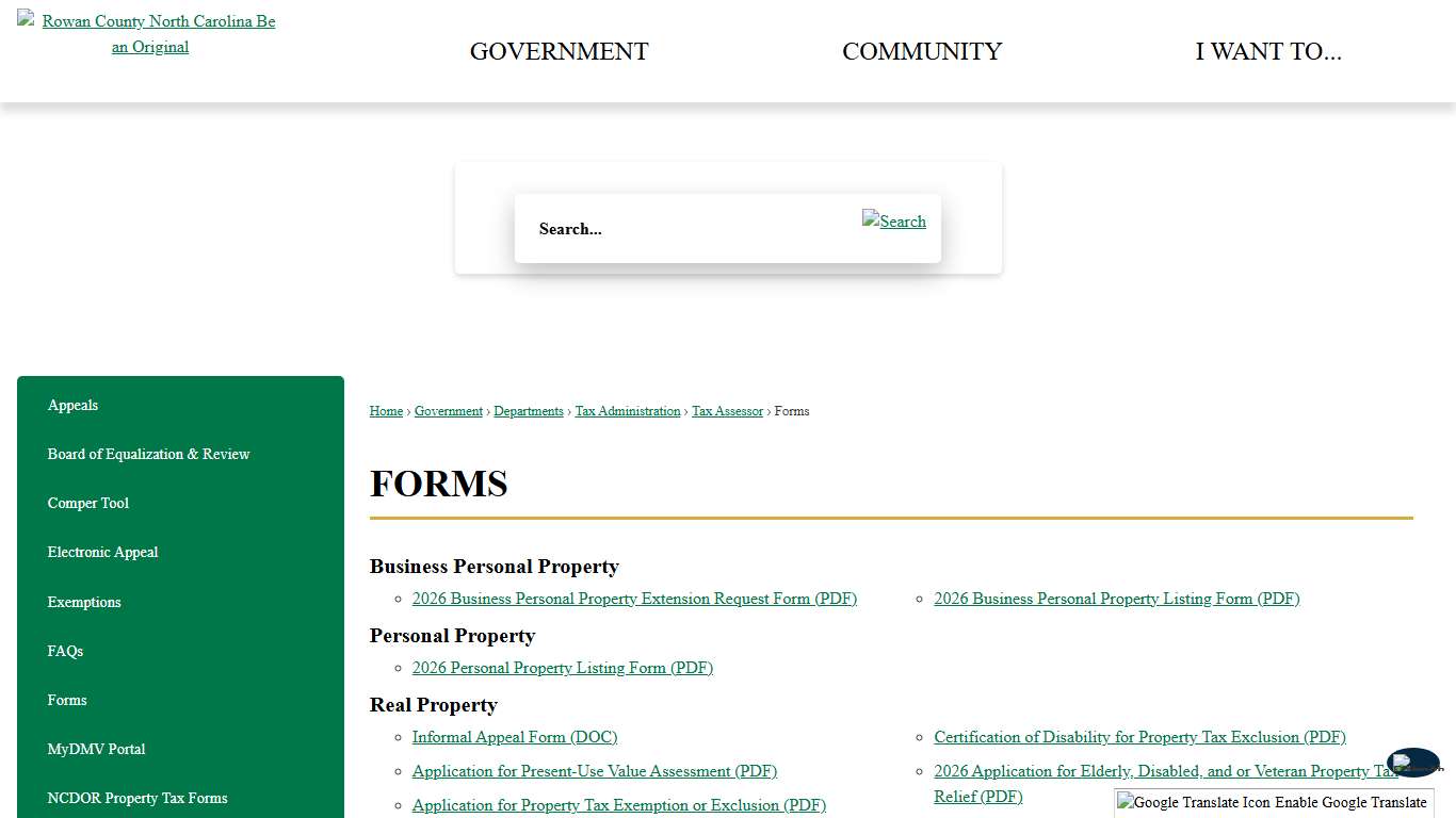 Forms | Rowan County