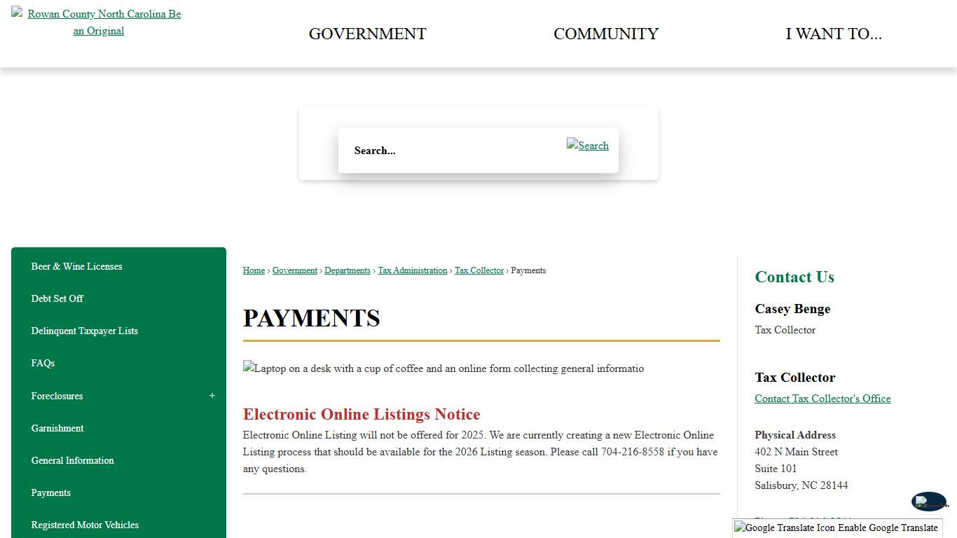 Payments | Rowan County