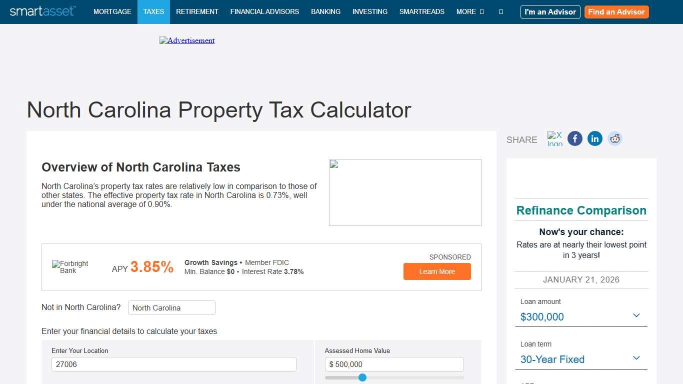 North Carolina Property Tax Calculator - SmartAsset
