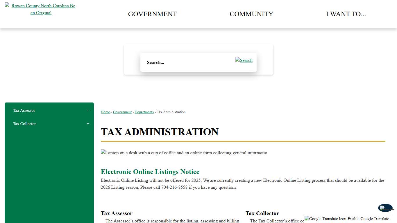 Tax Administration | Rowan County