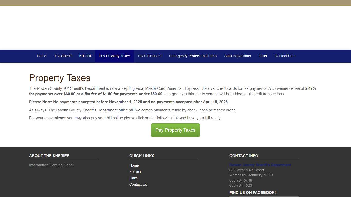 Property Taxes - Rowan Country Sheriff's Department